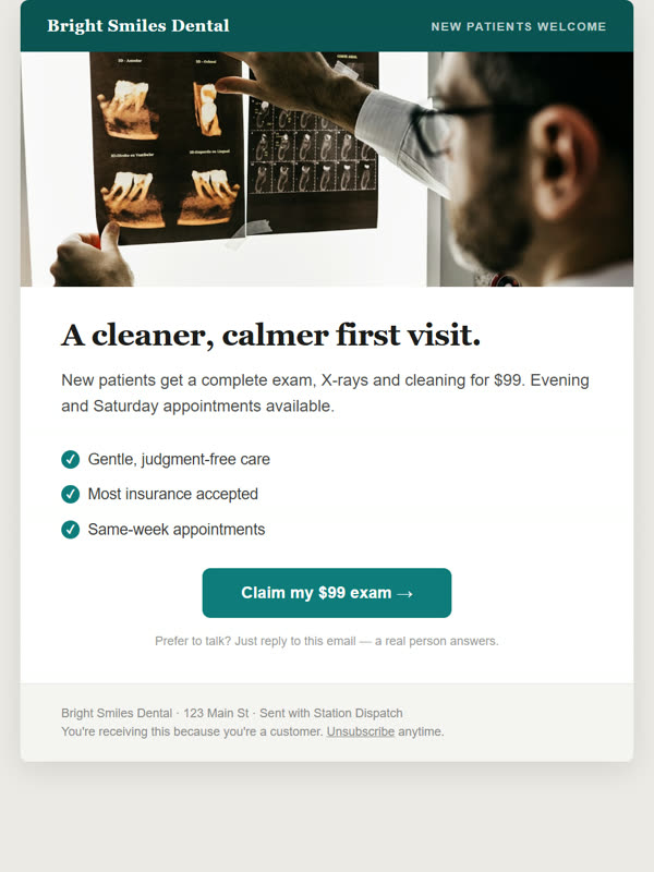 New Patient Welcome — real email template