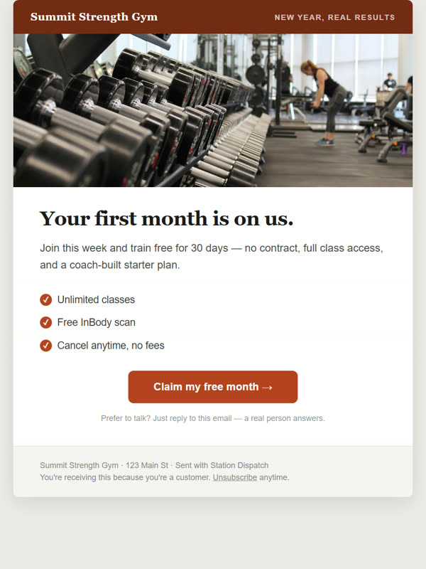 Membership Offer — real email template