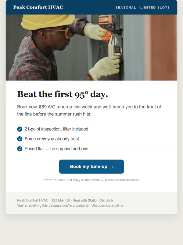 Spring A/C Tune-Up — real email template