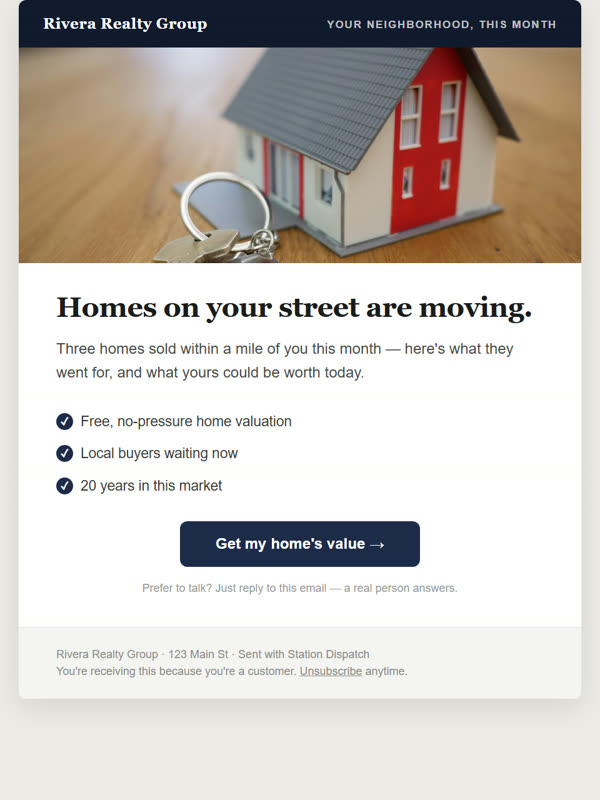 Market Update — real email template