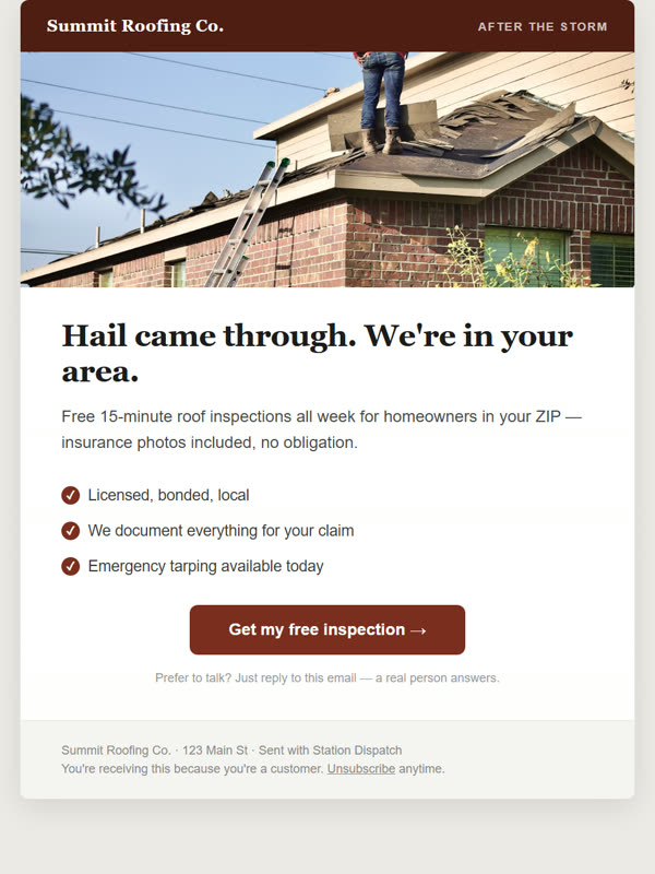 Storm Response — real email template