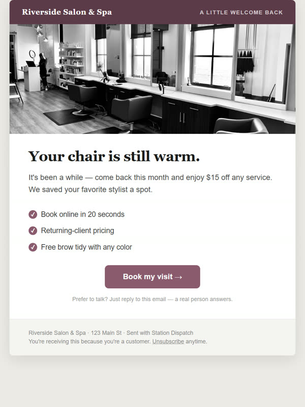 We Miss You — real email template