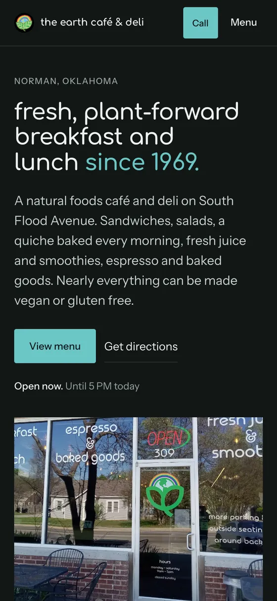 The Earth Cafe concept website
